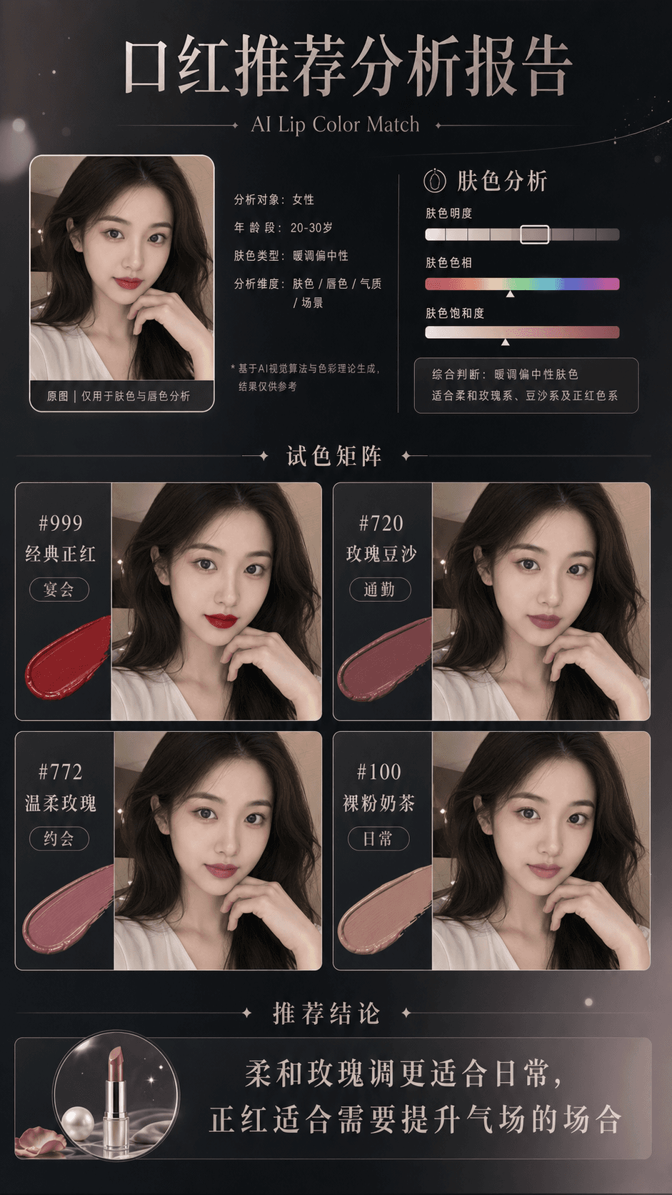 Beauty commerce recommendation asset example